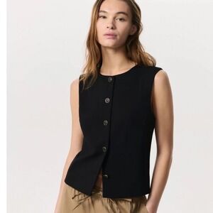 rag & bone Irina‎ Vest Refine Knit Black Button Front Sleeveless Women's XS